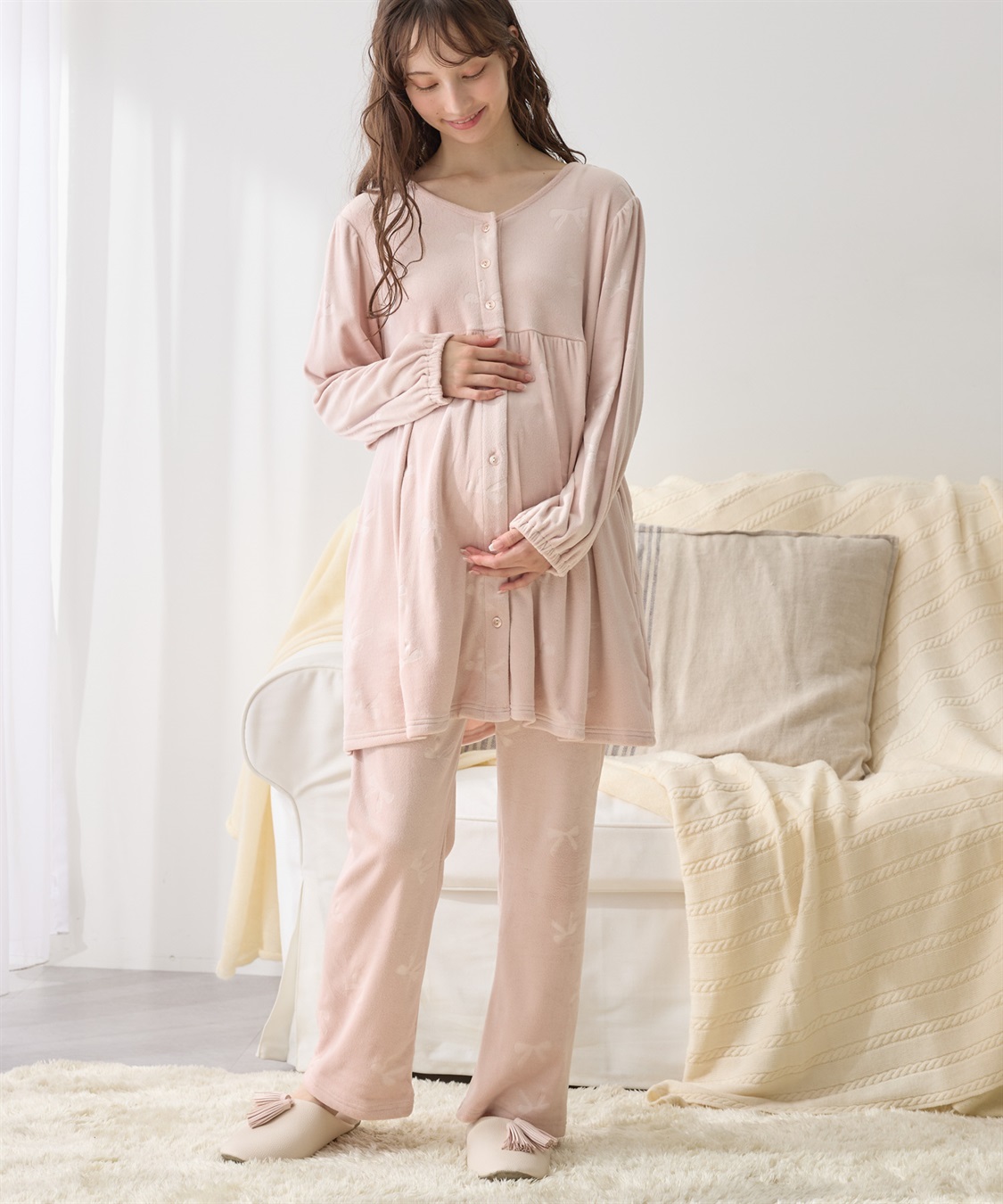 Rosemadame ベロアリボンエンボスパジャマ（マタニティ/ 妊婦服）授乳楽々 妊婦服 産前・産後対応_sub_7