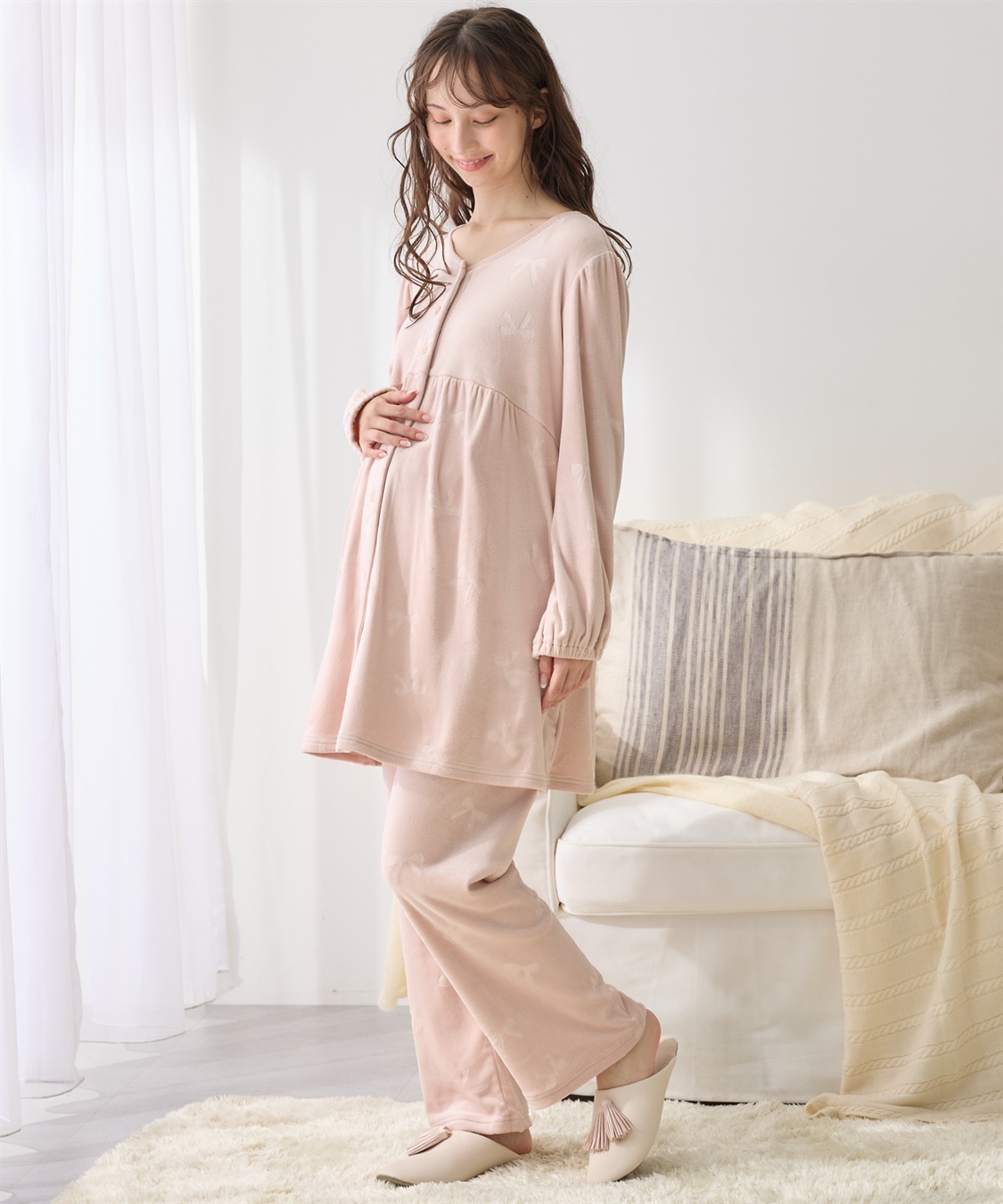 Rosemadame ベロアリボンエンボスパジャマ（マタニティ/ 妊婦服）授乳楽々 妊婦服 産前・産後対応_sub_8