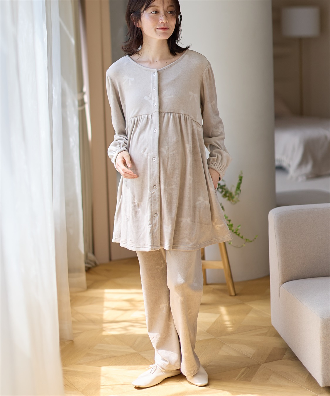 Rosemadame ベロアリボンエンボスパジャマ（マタニティ/ 妊婦服）授乳楽々 妊婦服 産前・産後対応_sub_12