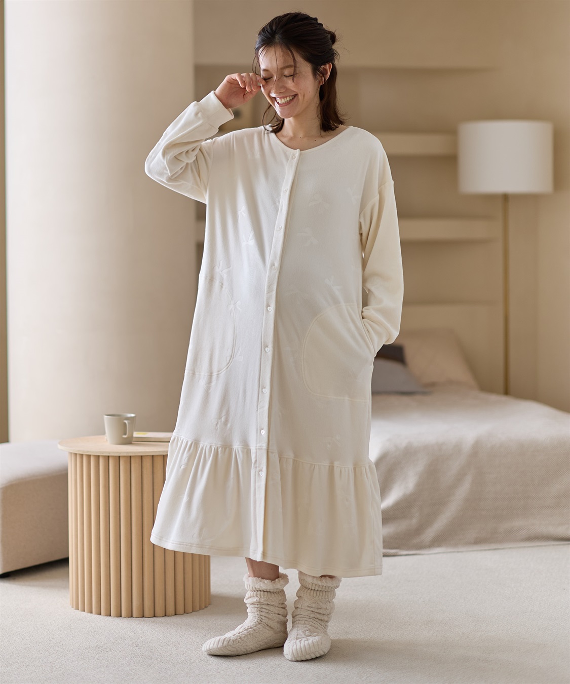 Rosemadame ベロアリボンエンボスネグリジェ（マタニティ/ 妊婦服）授乳楽々 妊婦服 産前・産後対応_sub_2