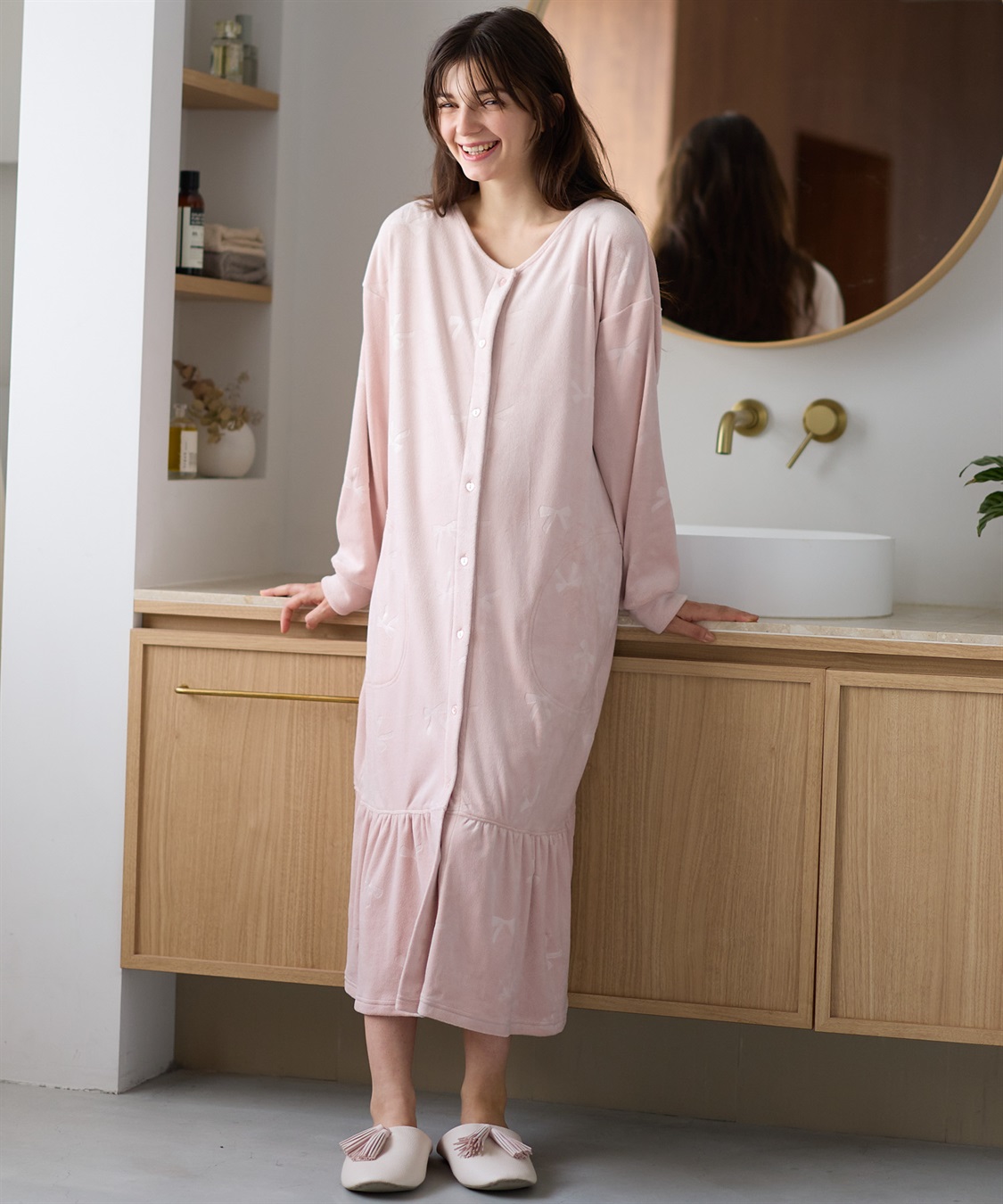 Rosemadame ベロアリボンエンボスネグリジェ（マタニティ/ 妊婦服）授乳楽々 妊婦服 産前・産後対応_sub_3