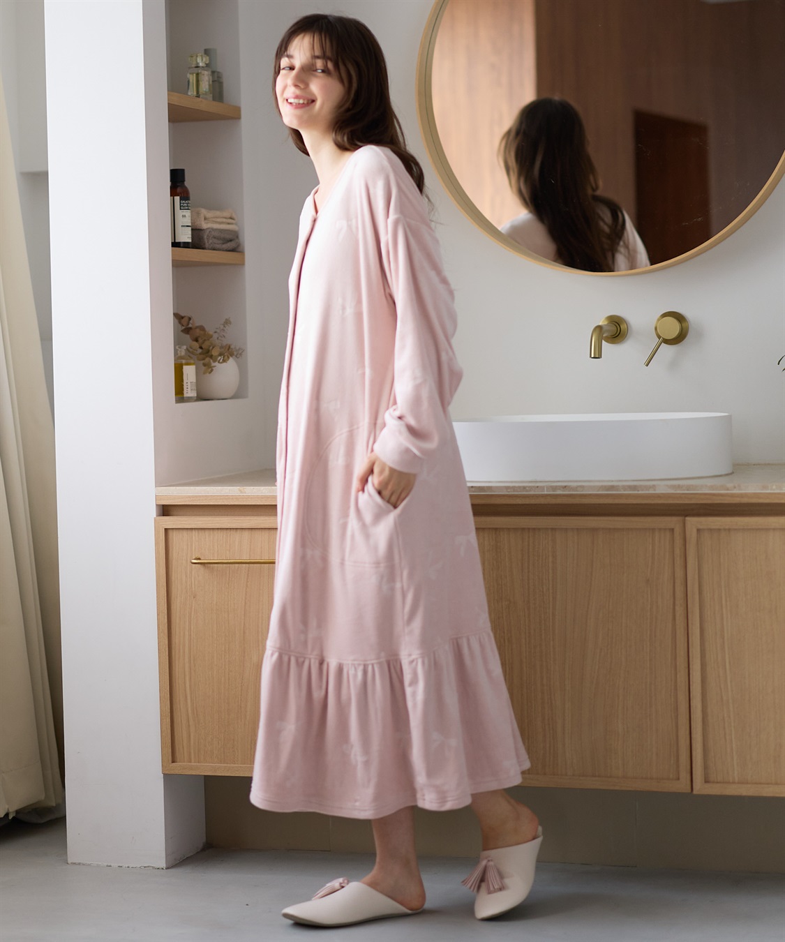 Rosemadame ベロアリボンエンボスネグリジェ（マタニティ/ 妊婦服）授乳楽々 妊婦服 産前・産後対応_sub_4