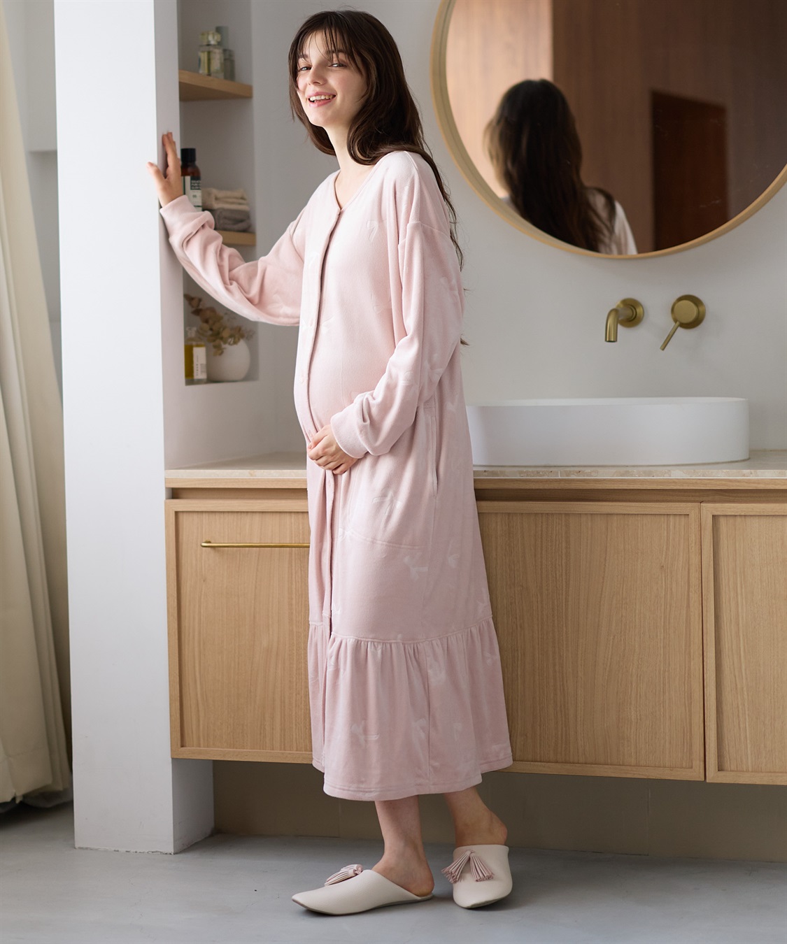 Rosemadame ベロアリボンエンボスネグリジェ（マタニティ/ 妊婦服）授乳楽々 妊婦服 産前・産後対応_sub_6