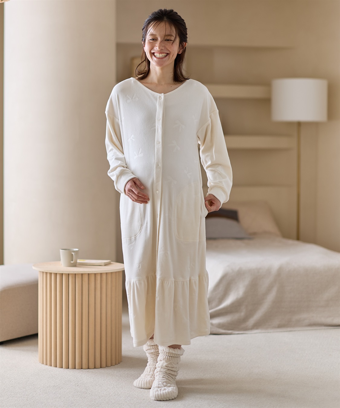 Rosemadame ベロアリボンエンボスネグリジェ（マタニティ/ 妊婦服）授乳楽々 妊婦服 産前・産後対応_sub_7