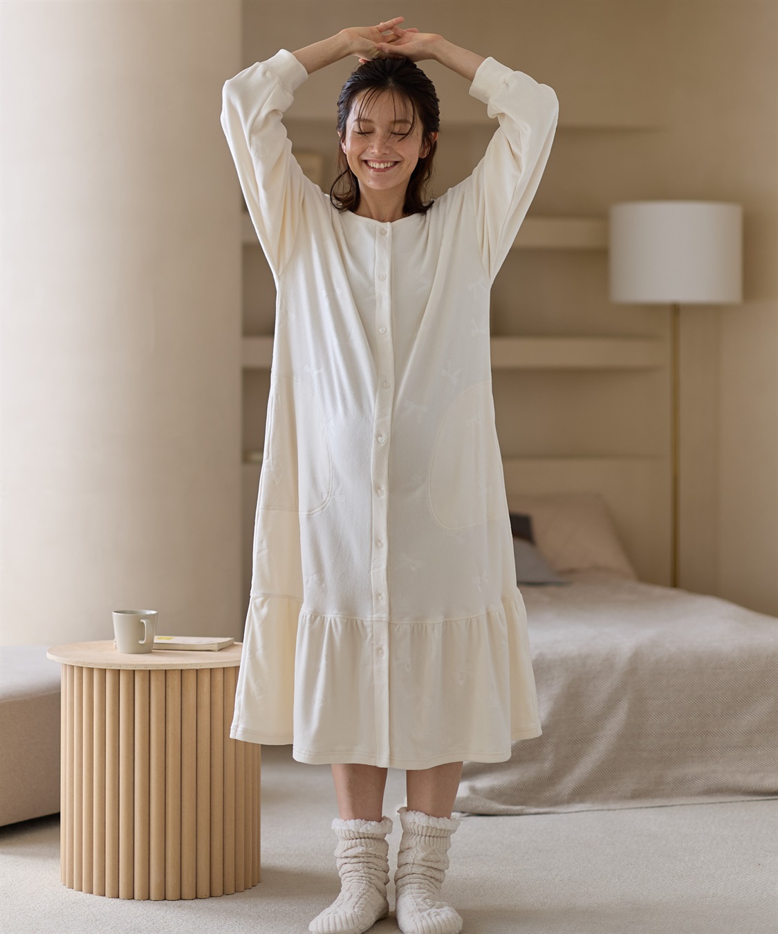 Rosemadame ベロアリボンエンボスネグリジェ（マタニティ/ 妊婦服）授乳楽々 妊婦服 産前・産後対応_sub_8