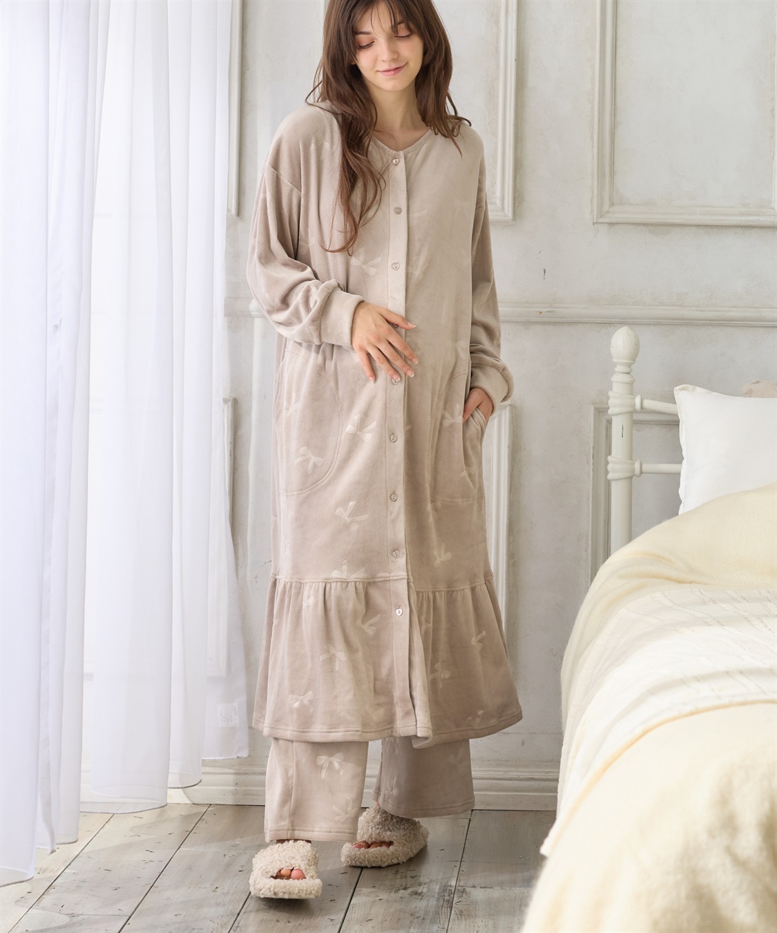 Rosemadame ベロアリボンエンボスネグリジェ（マタニティ/ 妊婦服）授乳楽々 妊婦服 産前・産後対応_sub_14