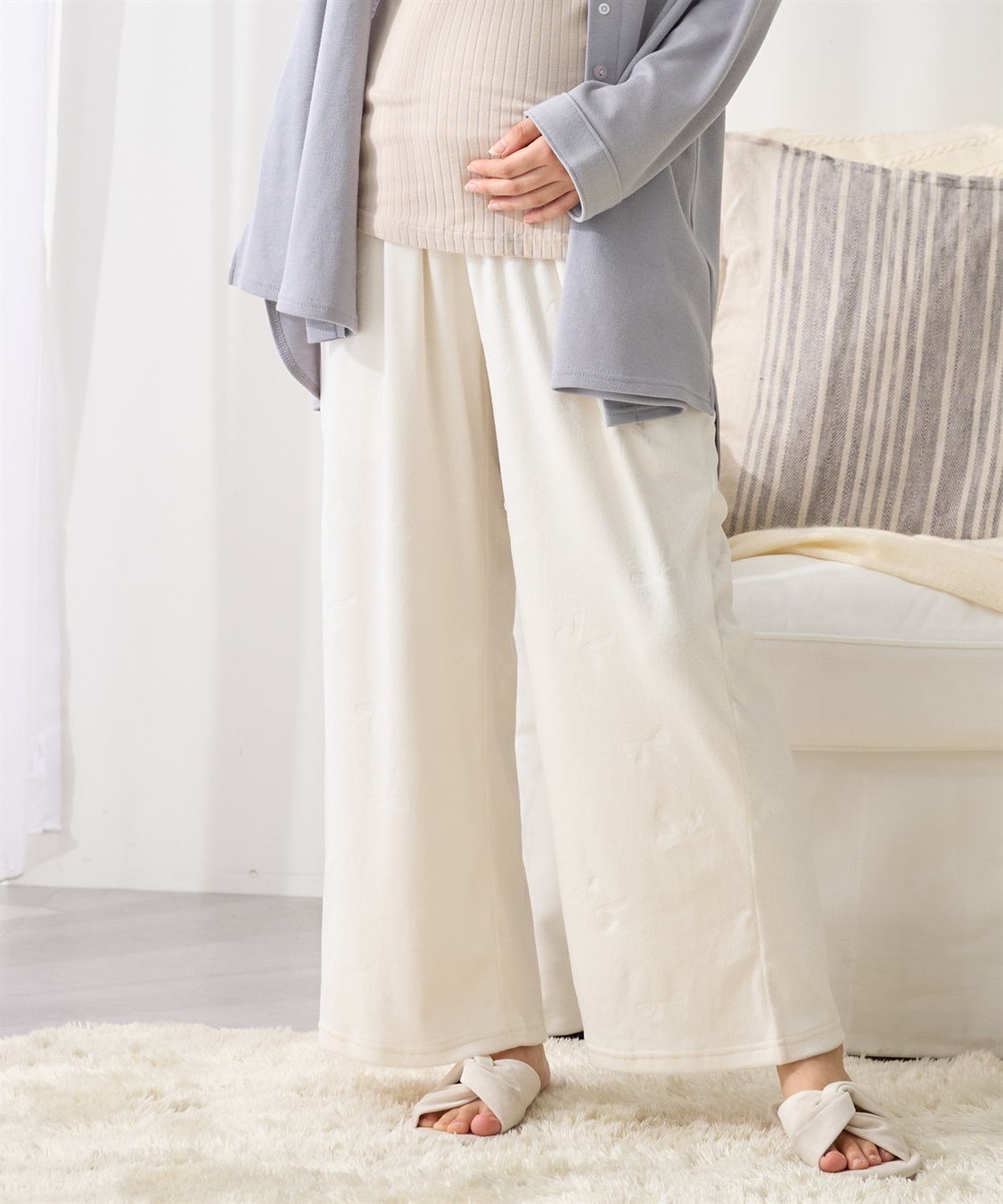 Rosemadame ベロアリボンエンボスルームパンツ（マタニティ/ 妊婦服）産前・産後対応_sub_3