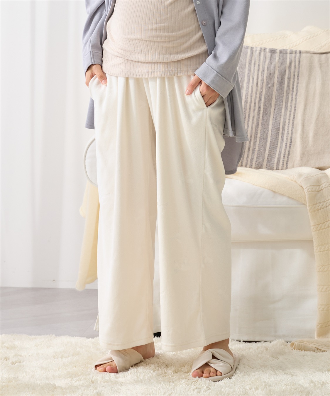 Rosemadame ベロアリボンエンボスルームパンツ（マタニティ/ 妊婦服）産前・産後対応_sub_4