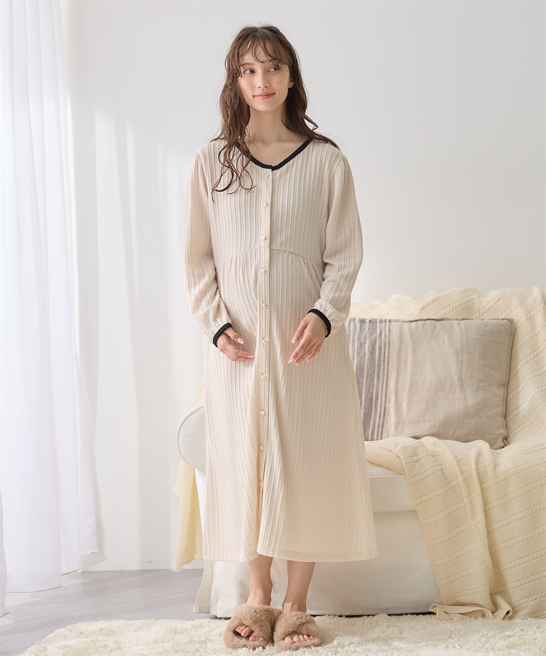 Rosemadame ポコポコジャガードバイカラーネグリジェ/ワンピースパジャマ/ルームウェア（マタニティ/授乳服）授乳楽々 妊婦服 産前・産後対応_sub_11