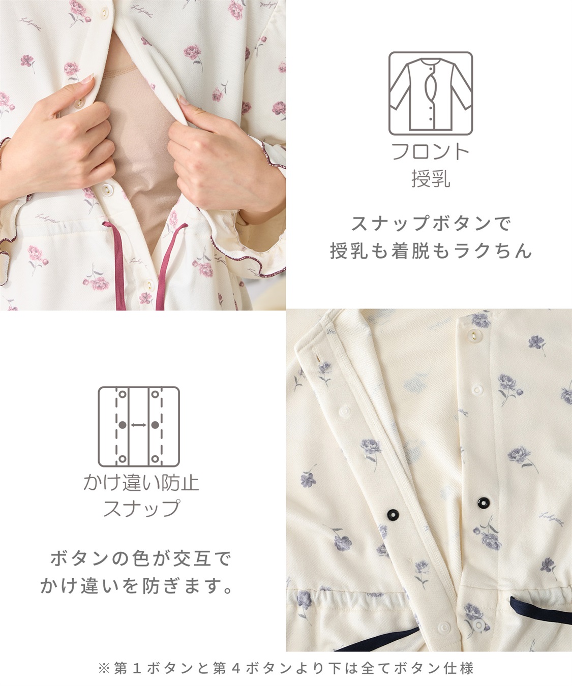 Rosemadame レトロフラワーネグリジェ/ワンピースパジャマ/ルームウェア（マタニティ/授乳服）授乳楽々 妊婦服 産前・産後対応_sub_4