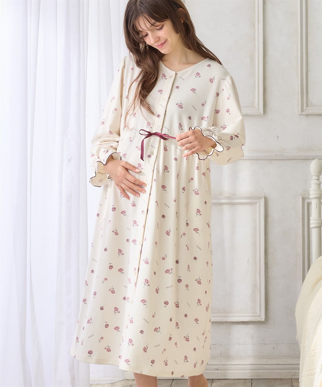 Rosemadame レトロフラワーネグリジェ/ワンピースパジャマ/ルームウェア（マタニティ/授乳服）授乳楽々 妊婦服 産前・産後対応_sub_7