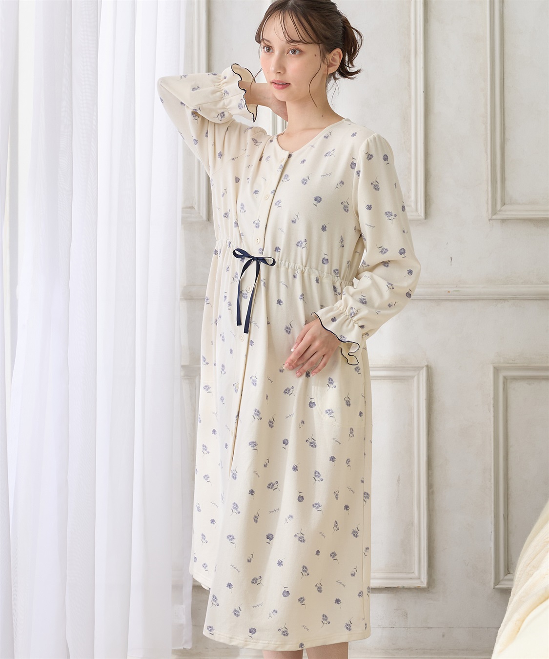 Rosemadame レトロフラワーネグリジェ/ワンピースパジャマ/ルームウェア（マタニティ/授乳服）授乳楽々 妊婦服 産前・産後対応_sub_11