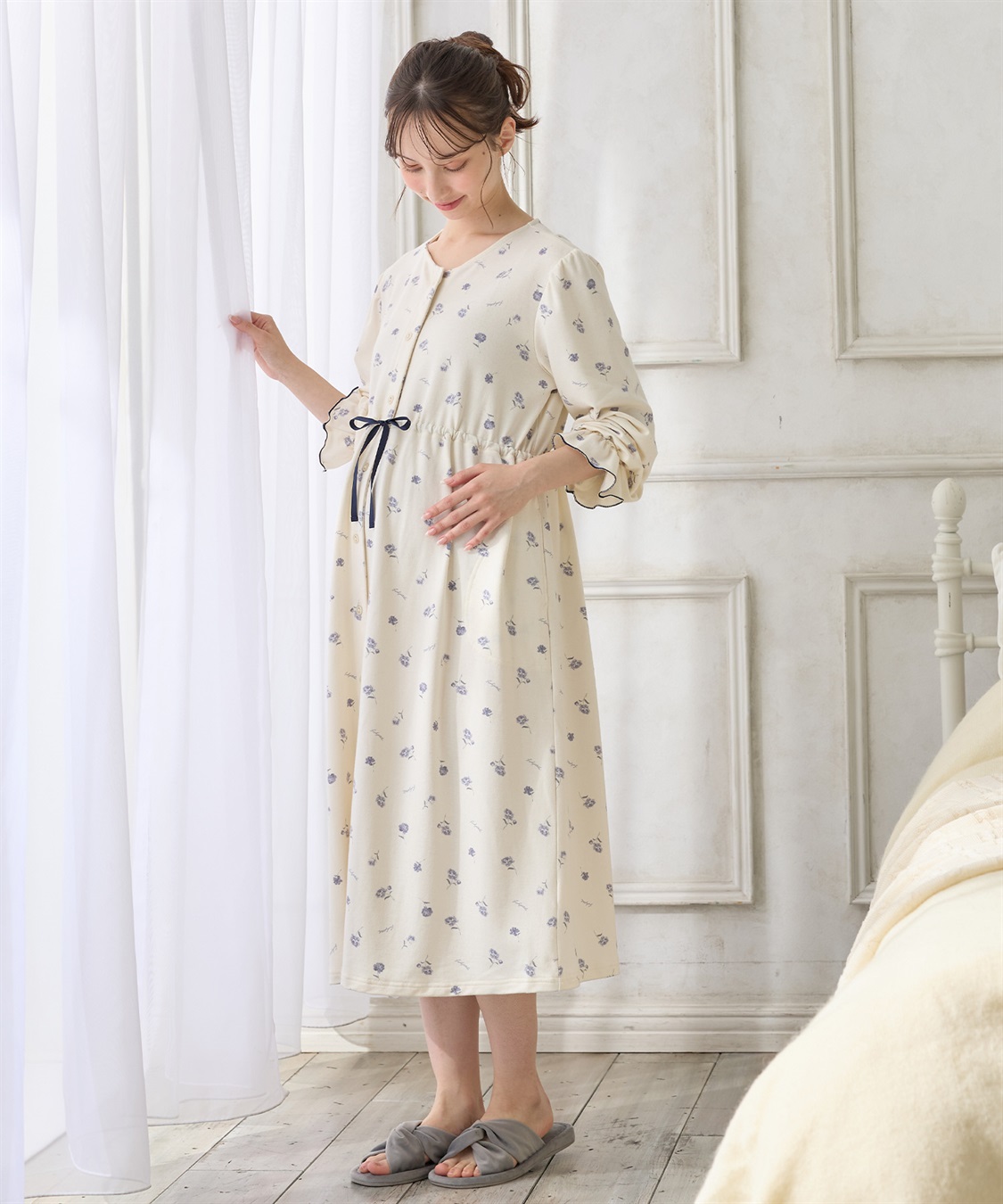 Rosemadame レトロフラワーネグリジェ/ワンピースパジャマ/ルームウェア（マタニティ/授乳服）授乳楽々 妊婦服 産前・産後対応_sub_13