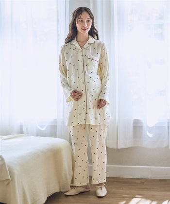 Rosemadame Ｗガーゼハート柄パジャマ（マタニティ/ 妊婦服）授乳楽々 妊婦服 産前・産後対応_subthumb_1