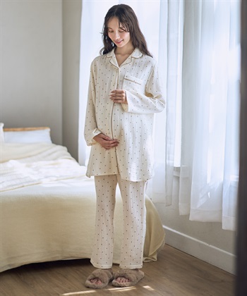 Rosemadame Ｗガーゼハート柄パジャマ（マタニティ/ 妊婦服）授乳楽々 妊婦服 産前・産後対応_subthumb_2