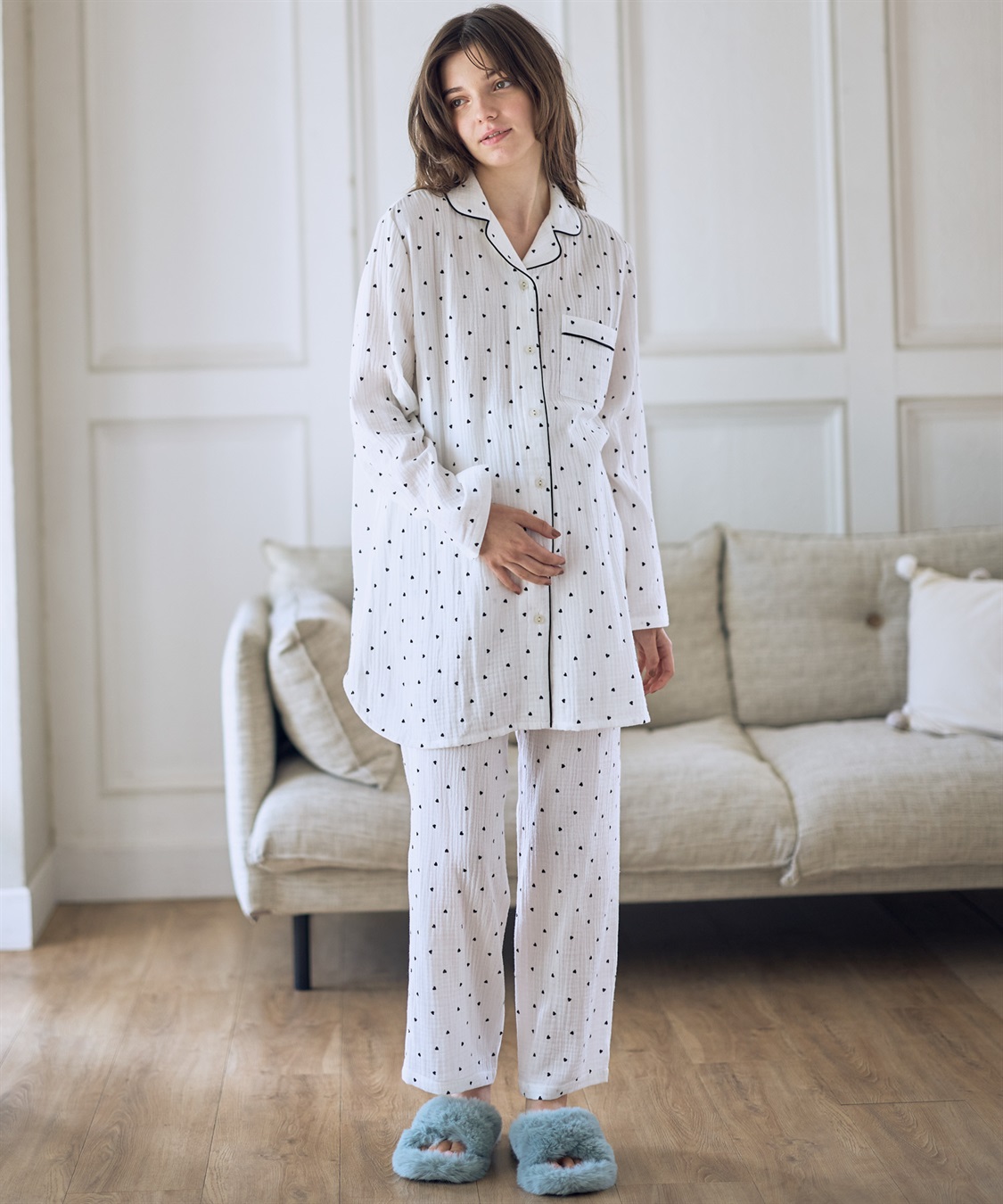 Rosemadame Ｗガーゼハート柄パジャマ（マタニティ/ 妊婦服）授乳楽々 妊婦服 産前・産後対応_sub_8