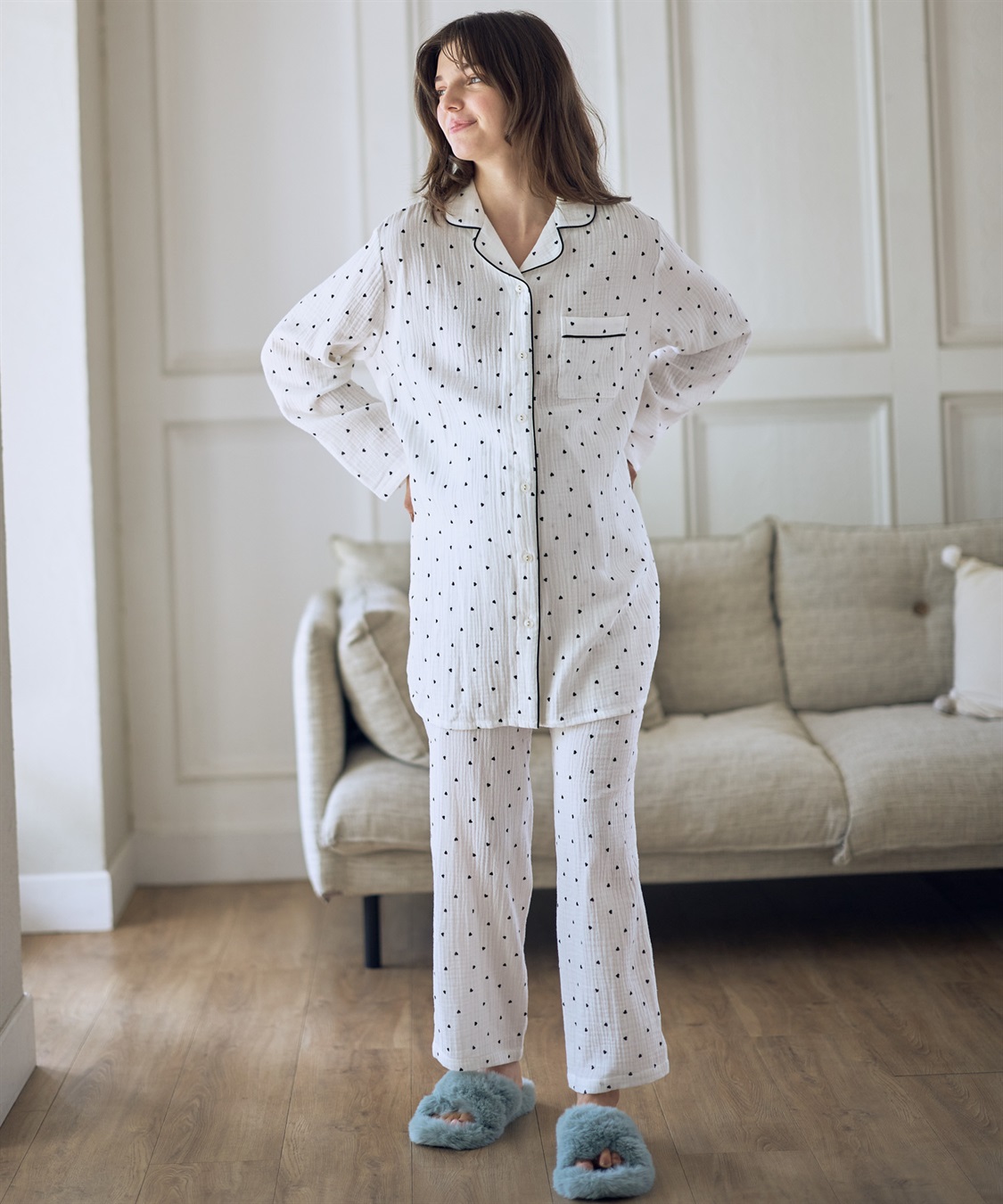 Rosemadame Ｗガーゼハート柄パジャマ（マタニティ/ 妊婦服）授乳楽々 妊婦服 産前・産後対応_sub_11