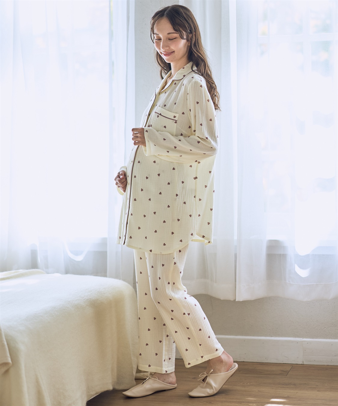 Rosemadame Ｗガーゼハート柄パジャマ（マタニティ/ 妊婦服）授乳楽々 妊婦服 産前・産後対応_sub_13