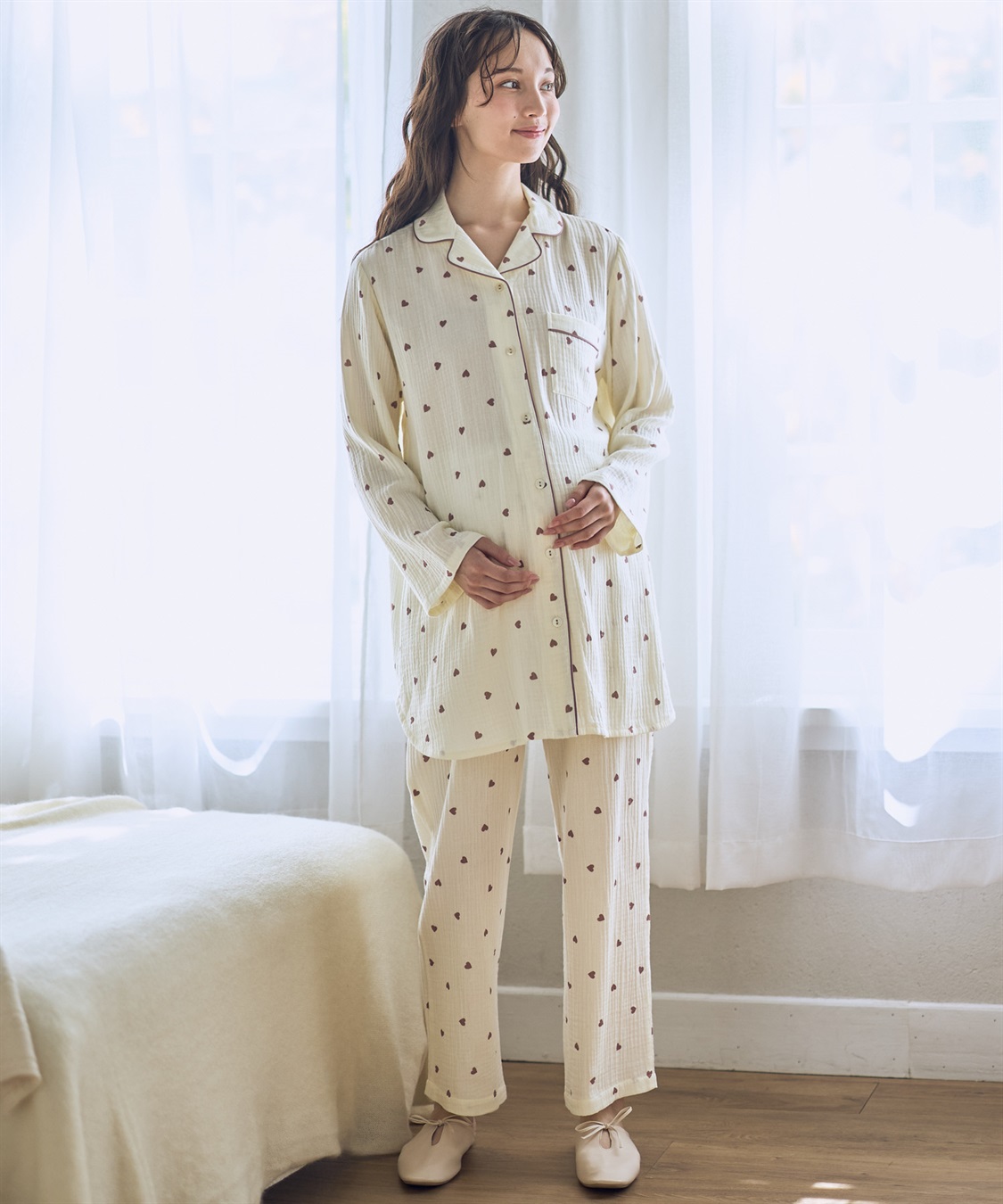 Rosemadame Ｗガーゼハート柄パジャマ（マタニティ/ 妊婦服）授乳楽々 妊婦服 産前・産後対応_sub_14