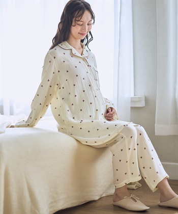 Rosemadame Ｗガーゼハート柄パジャマ（マタニティ/ 妊婦服）授乳楽々 妊婦服 産前・産後対応_subthumb_15