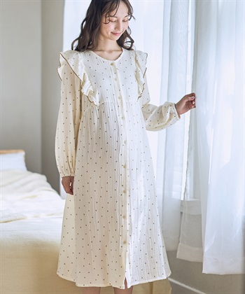 Rosemadame Ｗガーゼハート柄ネグリジェ/ワンピースパジャマ（マタニティ/ 妊婦服）授乳楽々 妊婦服 産前・産後対応_subthumb_2