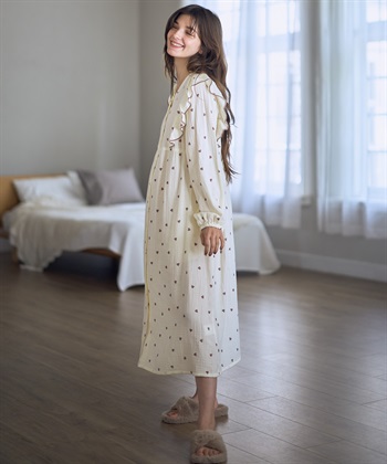 Rosemadame Ｗガーゼハート柄ネグリジェ/ワンピースパジャマ（マタニティ/ 妊婦服）授乳楽々 妊婦服 産前・産後対応_subthumb_5