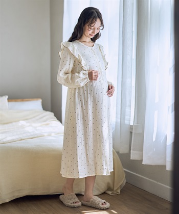 Rosemadame Ｗガーゼハート柄ネグリジェ/ワンピースパジャマ（マタニティ/ 妊婦服）授乳楽々 妊婦服 産前・産後対応_subthumb_8