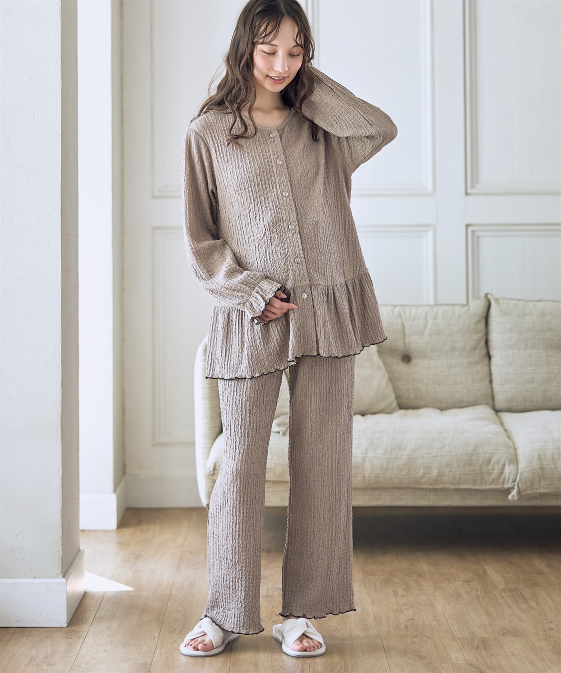 Rosemadame ポコポコジャガード配色メロウパジャマ（マタニティ/ 妊婦服）授乳楽々 妊婦服 産前・産後対応_sub_2