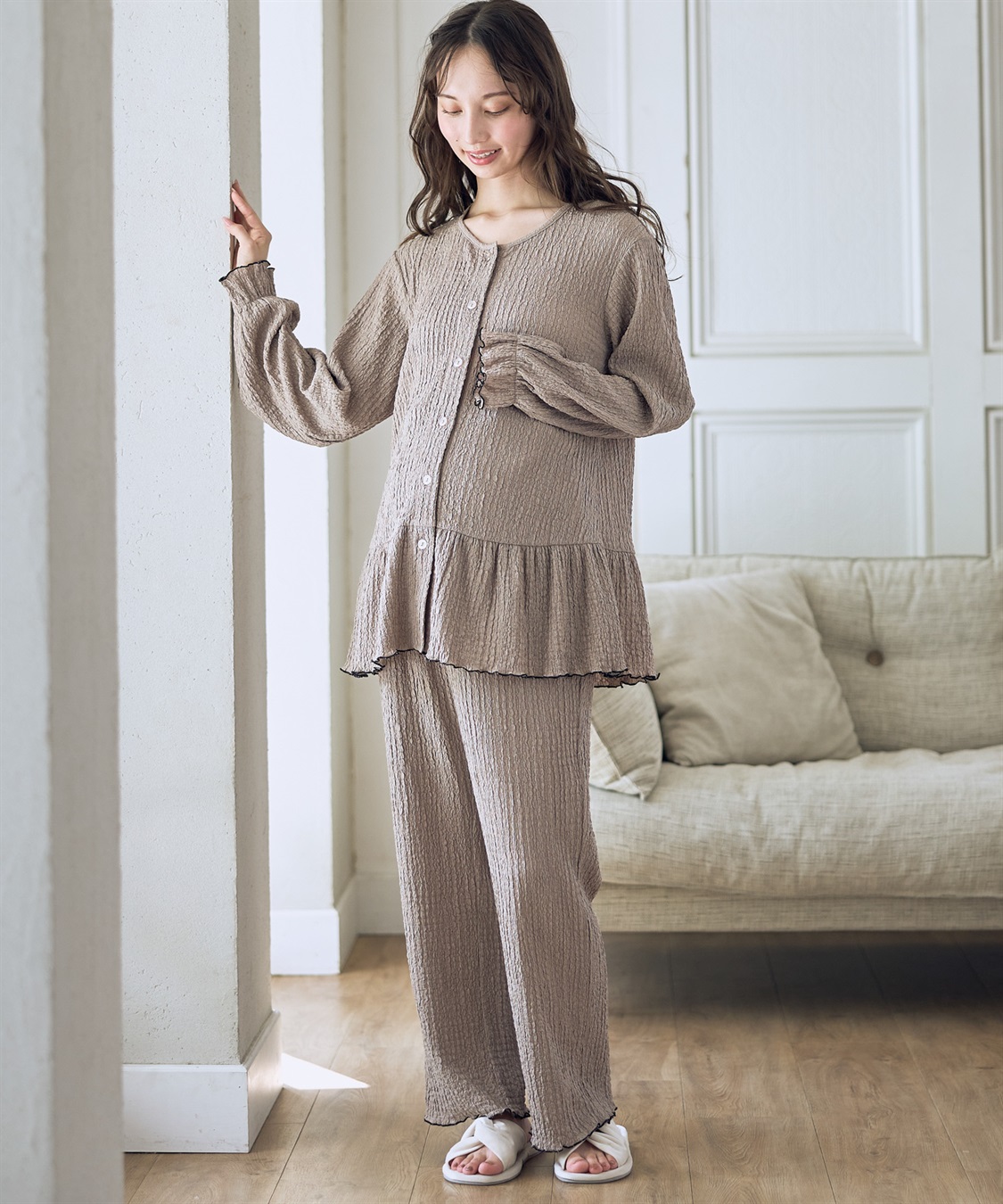 Rosemadame ポコポコジャガード配色メロウパジャマ（マタニティ/ 妊婦服）授乳楽々 妊婦服 産前・産後対応_sub_4