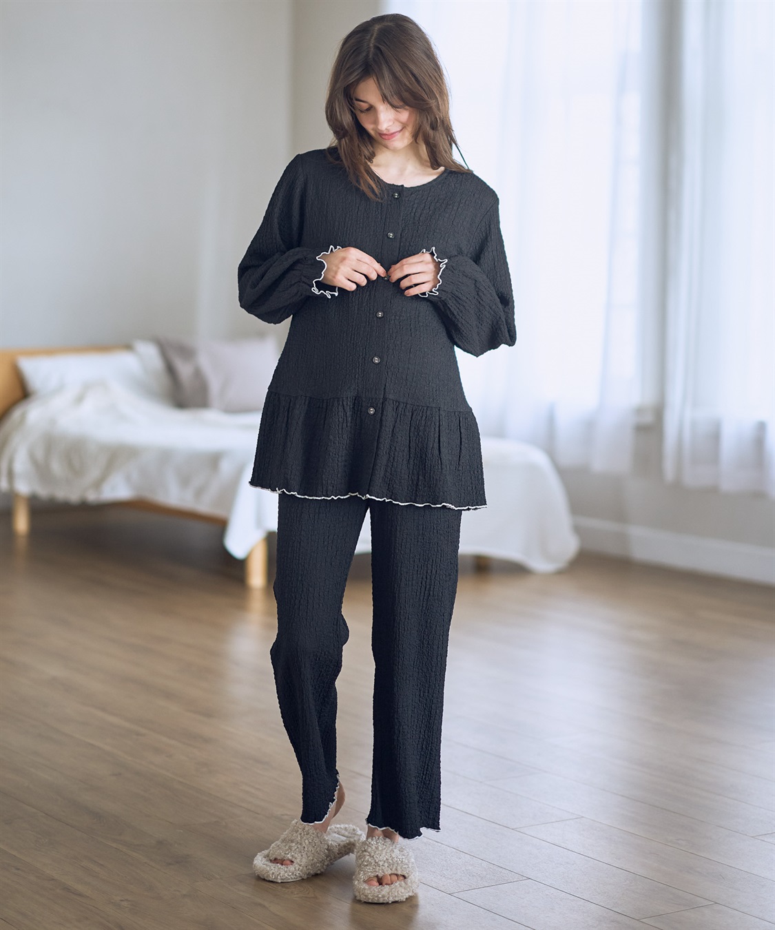 Rosemadame ポコポコジャガード配色メロウパジャマ（マタニティ/ 妊婦服）授乳楽々 妊婦服 産前・産後対応_sub_6