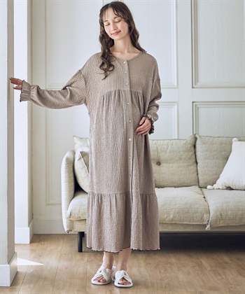 Rosemadame ポコポコジャガード配色メロウネグリジェ/ワンピースパジャマ（マタニティ/ 妊婦服）授乳楽々 妊婦服 産前・産後対応_subthumb_2