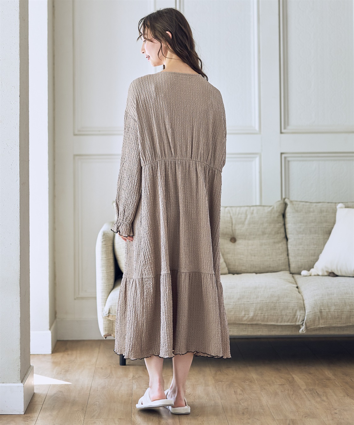 Rosemadame ポコポコジャガード配色メロウネグリジェ/ワンピースパジャマ（マタニティ/ 妊婦服）授乳楽々 妊婦服 産前・産後対応_sub_3