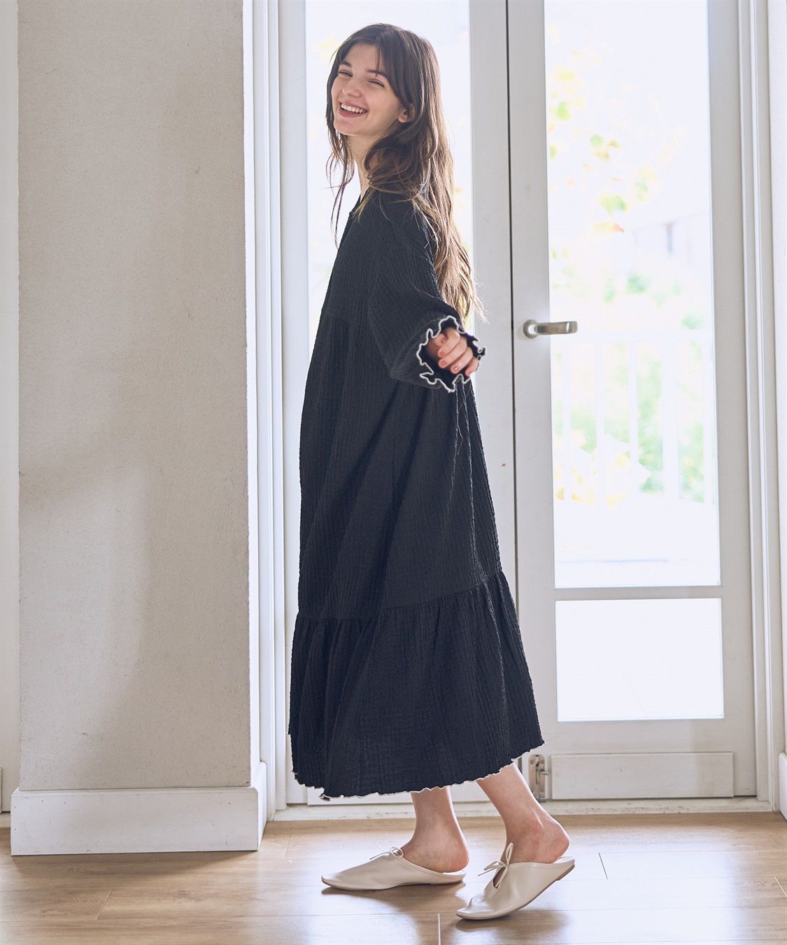 Rosemadame ポコポコジャガード配色メロウネグリジェ/ワンピースパジャマ（マタニティ/ 妊婦服）授乳楽々 妊婦服 産前・産後対応_sub_4