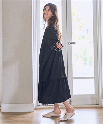 Rosemadame ポコポコジャガード配色メロウネグリジェ/ワンピースパジャマ（マタニティ/ 妊婦服）授乳楽々 妊婦服 産前・産後対応_subthumb_4