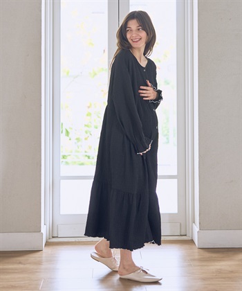 Rosemadame ポコポコジャガード配色メロウネグリジェ/ワンピースパジャマ（マタニティ/ 妊婦服）授乳楽々 妊婦服 産前・産後対応_subthumb_6