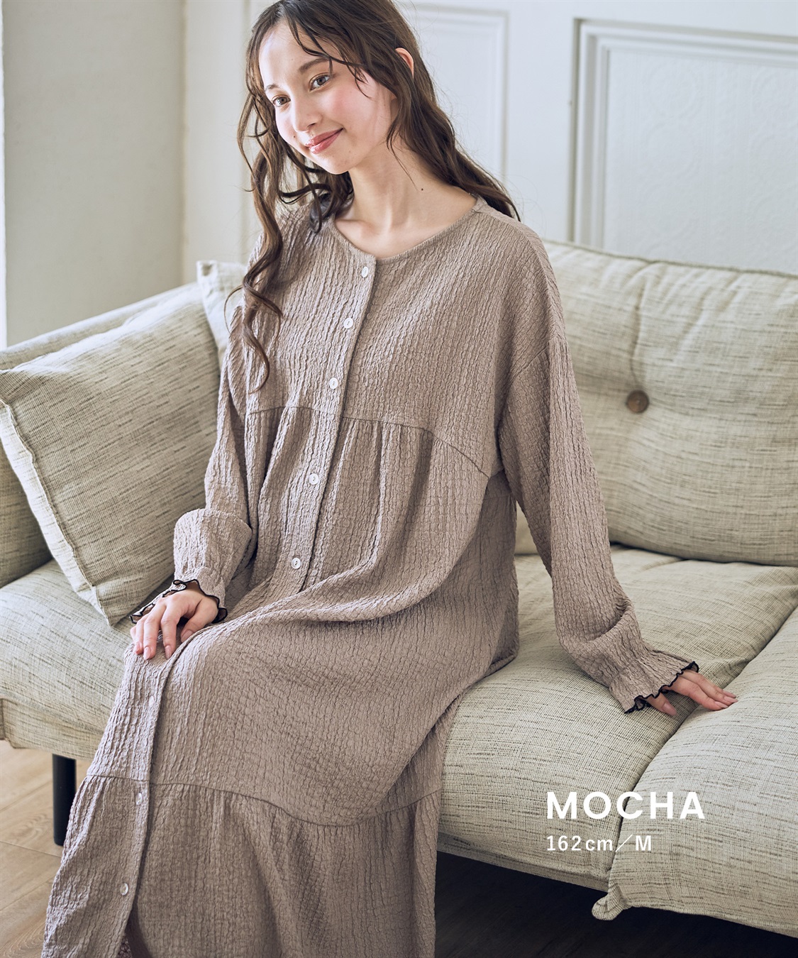 Rosemadame ポコポコジャガード配色メロウネグリジェ/ワンピースパジャマ（マタニティ/ 妊婦服）授乳楽々 妊婦服 産前・産後対応_sub_13