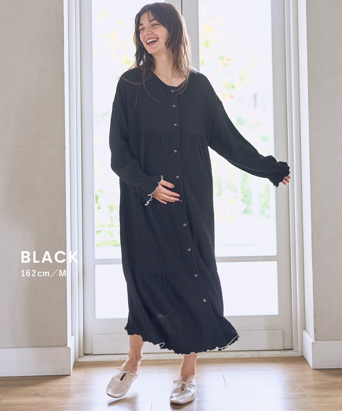 Rosemadame ポコポコジャガード配色メロウネグリジェ/ワンピースパジャマ（マタニティ/ 妊婦服）授乳楽々 妊婦服 産前・産後対応_sub_15