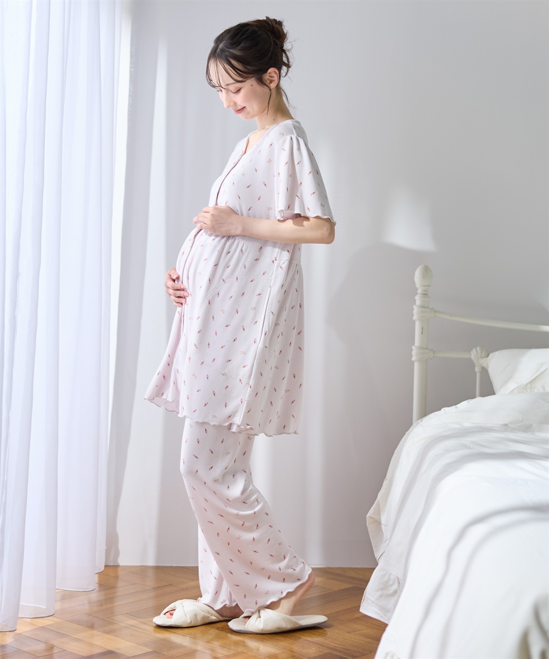 Rosemadame ワッフル風アイス柄パジャマ/マタニティパジャマ（マタニティ/授乳服）上下セット 授乳口付き 授乳楽々 妊婦服 産前・産後対応_sub_3