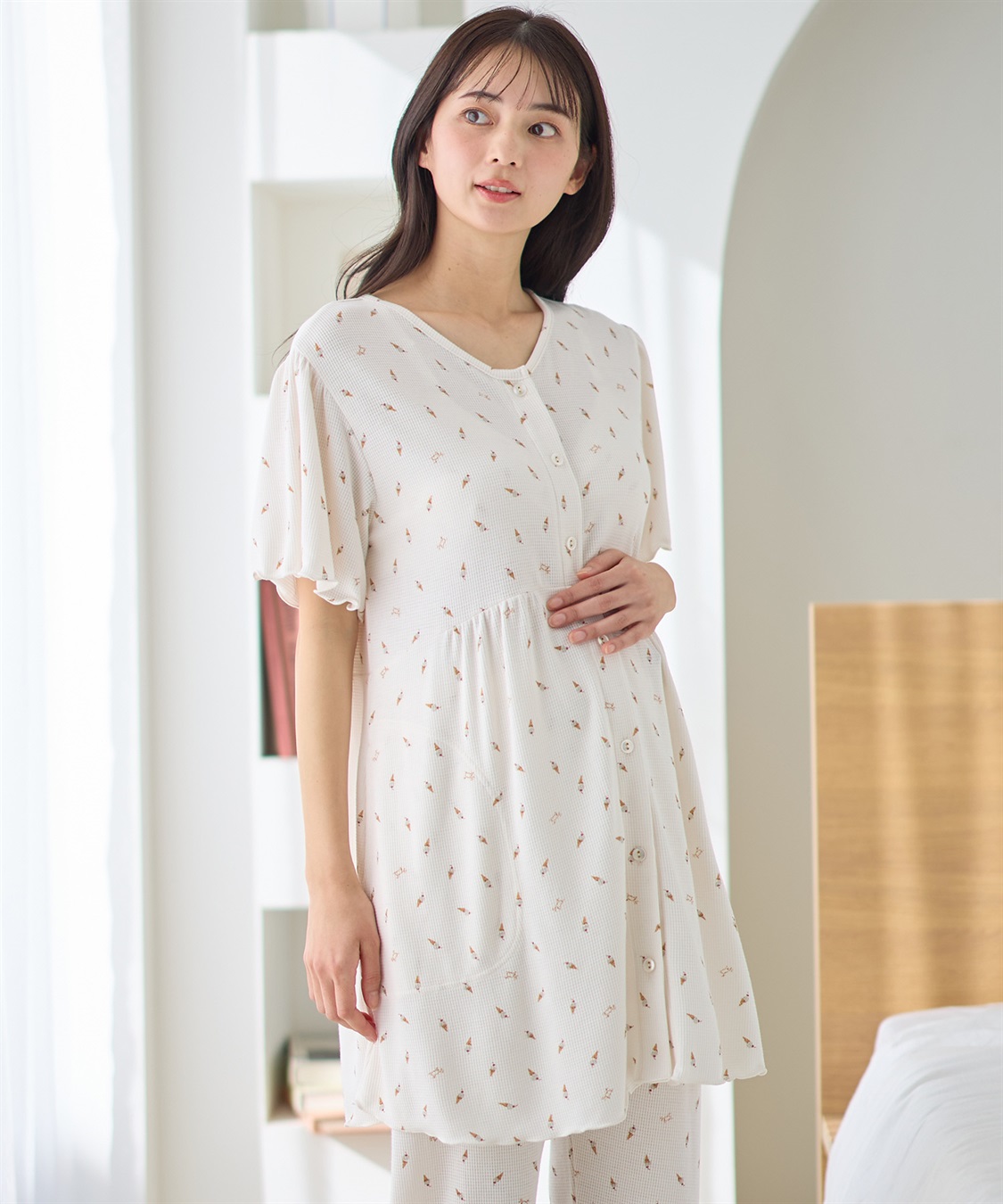Rosemadame ワッフル風アイス柄パジャマ/マタニティパジャマ（マタニティ/授乳服）上下セット 授乳口付き 授乳楽々 妊婦服 産前・産後対応_sub_18
