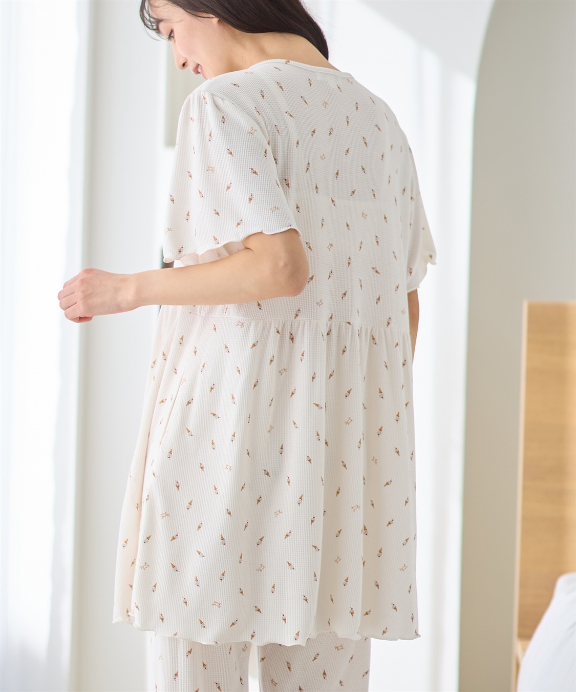 Rosemadame ワッフル風アイス柄パジャマ/マタニティパジャマ（マタニティ/授乳服）上下セット 授乳口付き 授乳楽々 妊婦服 産前・産後対応_sub_22