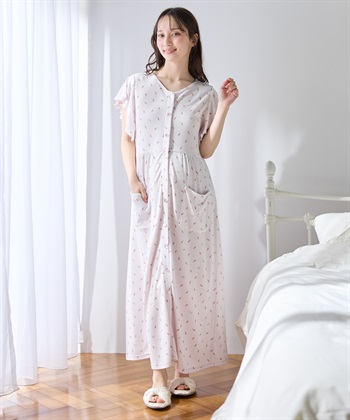 Rosemadame ワッフル風アイス柄ネグリジェ/ワンピースパジャマ/マタニティパジャマ（マタニティ/授乳服）上下セット 授乳口付き 授乳楽々 妊婦服 産前・産後対応_subthumb_1