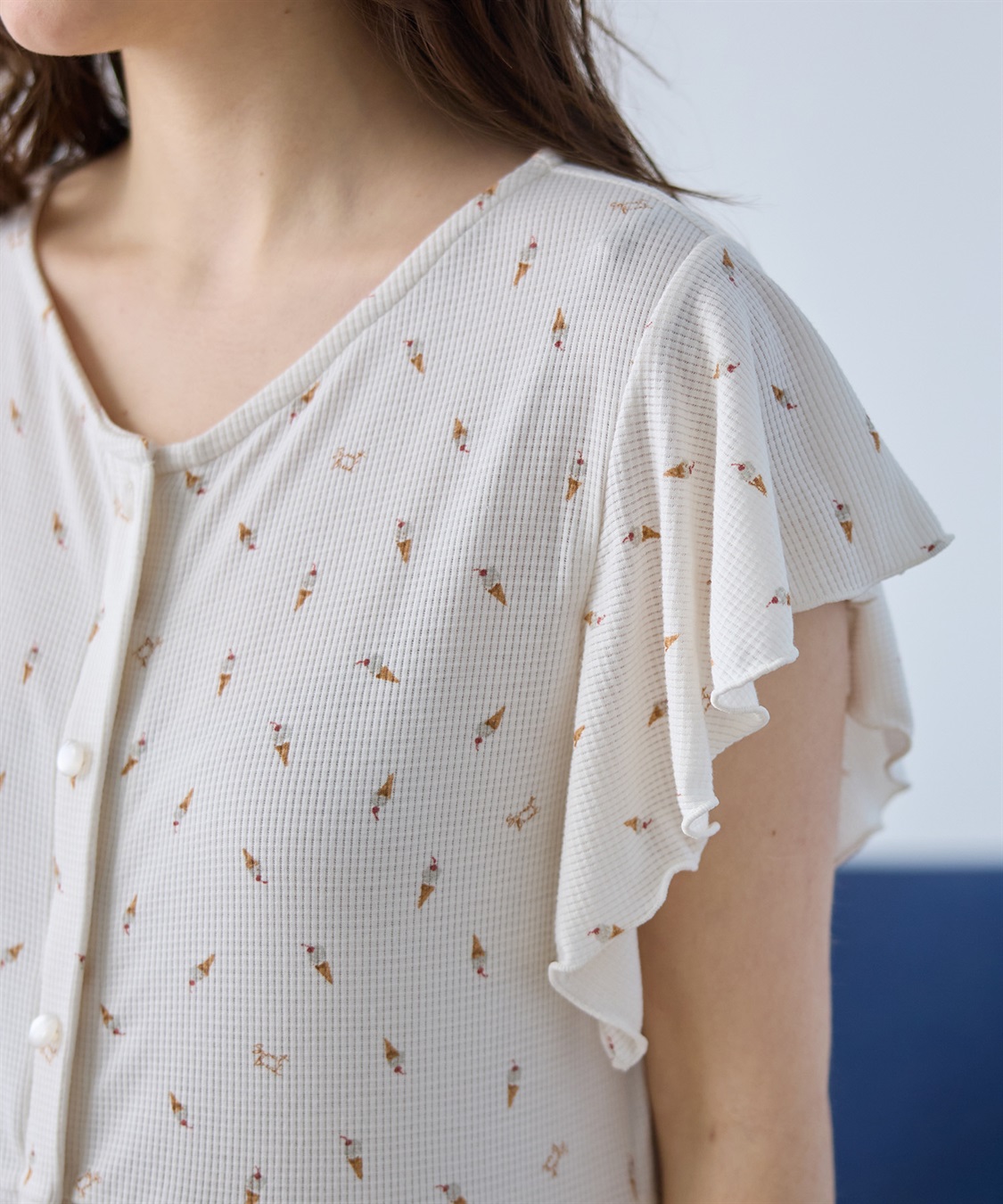 Rosemadame ワッフル風アイス柄ネグリジェ/ワンピースパジャマ/マタニティパジャマ（マタニティ/授乳服）上下セット 授乳口付き 授乳楽々 妊婦服 産前・産後対応_sub_23