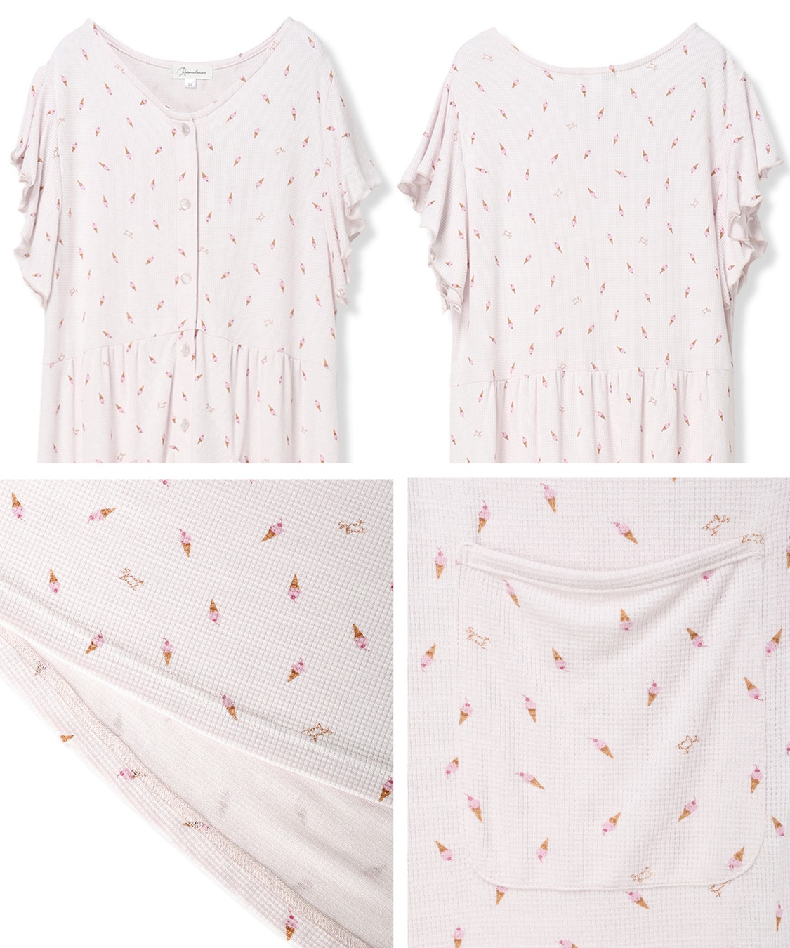 Rosemadame ワッフル風アイス柄ネグリジェ/ワンピースパジャマ/マタニティパジャマ（マタニティ/授乳服）上下セット 授乳口付き 授乳楽々 妊婦服 産前・産後対応_sub_25