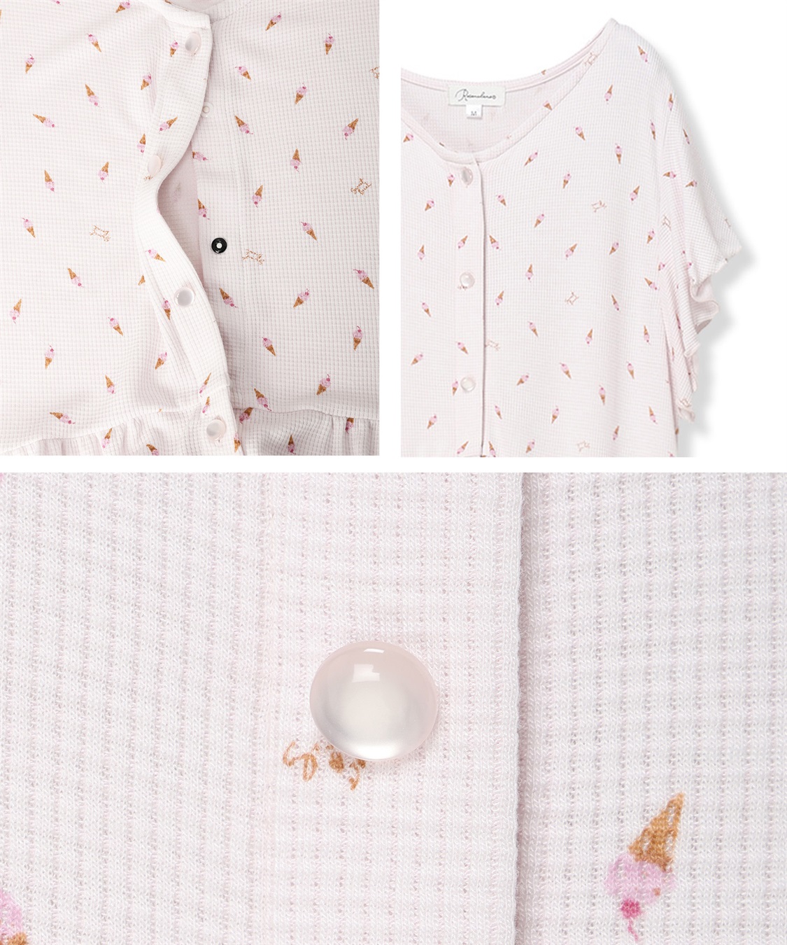 Rosemadame ワッフル風アイス柄ネグリジェ/ワンピースパジャマ/マタニティパジャマ（マタニティ/授乳服）上下セット 授乳口付き 授乳楽々 妊婦服 産前・産後対応_sub_26