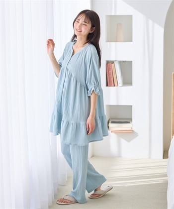 Rosemadame ふくれジャガード マタニティパジャマ （マタニティ/ 妊婦服）授乳楽々 妊婦服 産前・産後対応_subthumb_2