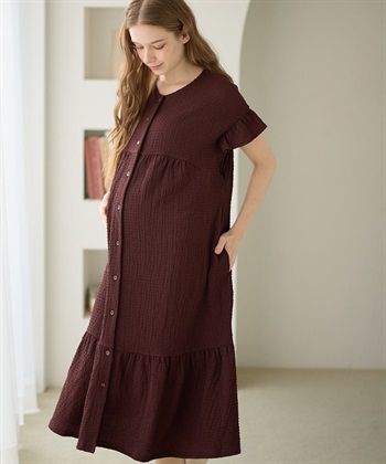 Rosemadame ふくれジャガードネグリジェ/マタニティパジャマ ワンピースパジャマ（マタニティ/ 妊婦服）授乳楽々 妊婦服 産前・産後対応_subthumb_1