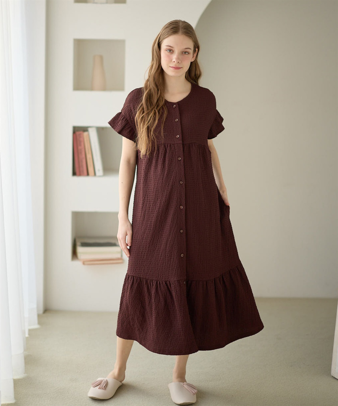 Rosemadame ふくれジャガードネグリジェ/マタニティパジャマ ワンピースパジャマ（マタニティ/ 妊婦服）授乳楽々 妊婦服 産前・産後対応_sub_6