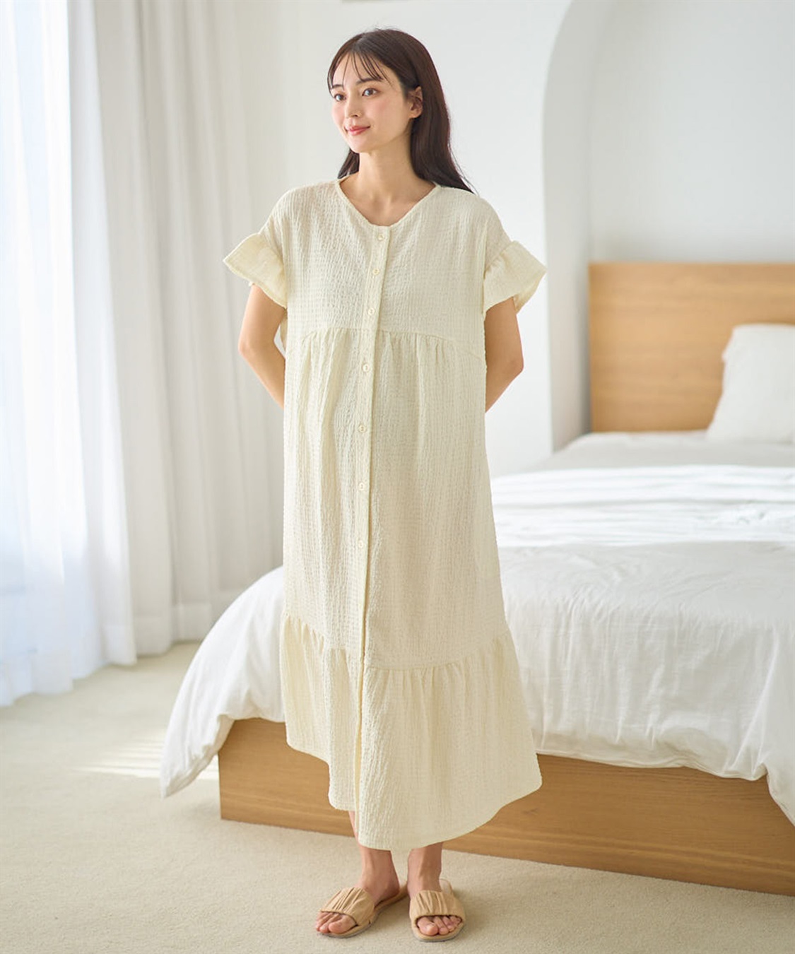 Rosemadame ふくれジャガードネグリジェ/マタニティパジャマ ワンピースパジャマ（マタニティ/ 妊婦服）授乳楽々 妊婦服 産前・産後対応_sub_9