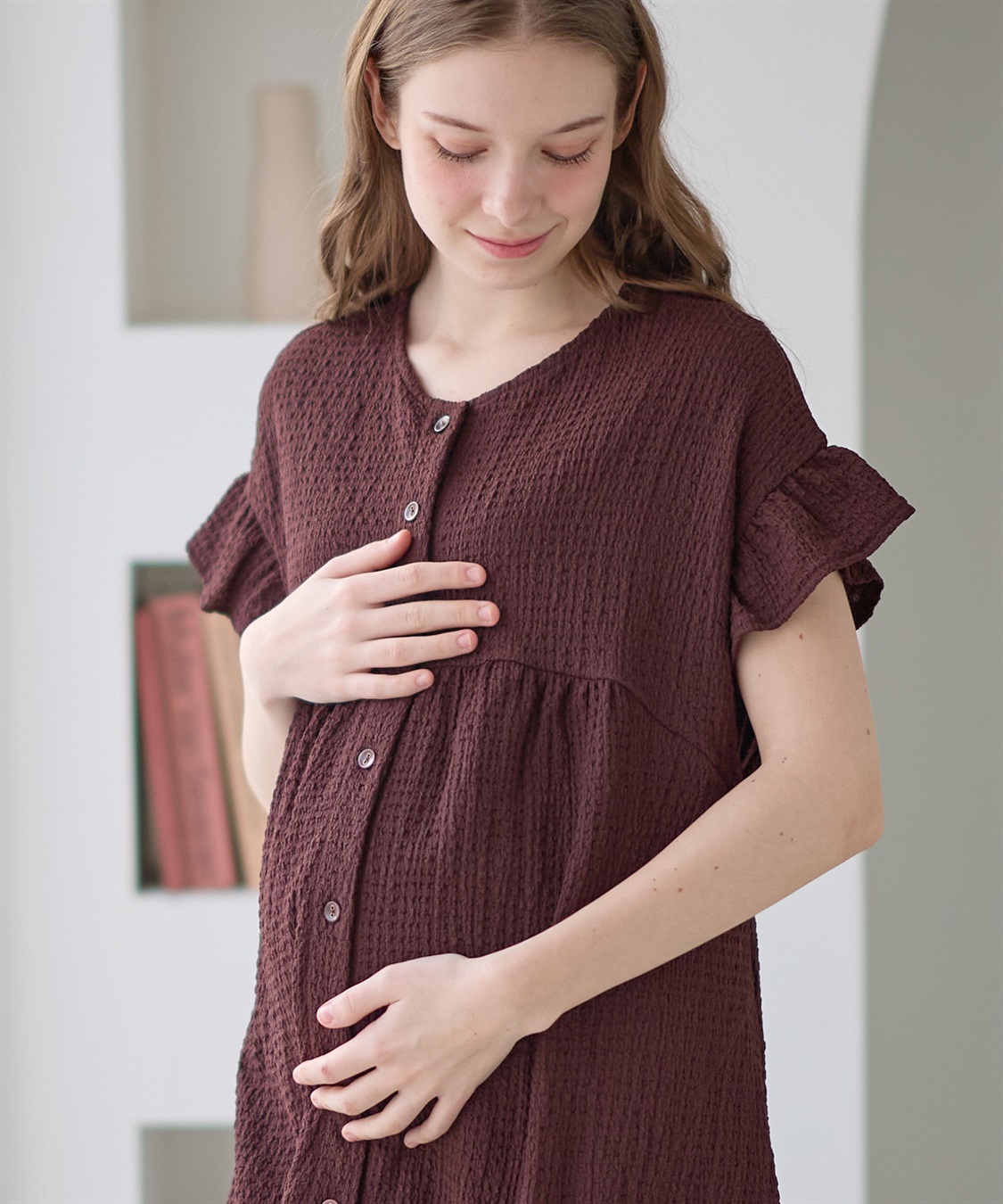 Rosemadame ふくれジャガードネグリジェ/マタニティパジャマ ワンピースパジャマ（マタニティ/ 妊婦服）授乳楽々 妊婦服 産前・産後対応_sub_21