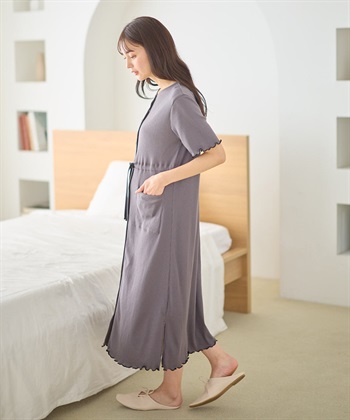 Rosemadame テレコ配色メロウネグリジェ/マタニティパジャマ ワンピースパジャマ（マタニティ/ 妊婦服）授乳楽々 妊婦服 産前・産後対応_subthumb_4